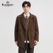 Men's Double-Breasted Wool Blend Coat - Stylish Short Peacoat For Winter, Warm & Fashionable Overcoat In Camel, Dark Brown & Black_viptrois.com