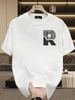 Summer New Short-sleeved T-shirt, Men's Half-patch Ethnic Geometric R Letter Creative Printing Half-sleeved Youth Trend Versatile Casual Loose Base_viptrois.com