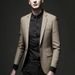 Modern Men's Business Casual Wool Blend Checkered Blazer - Slim Fit Single Breasted Suit Jacket For Office & Leisure_viptrois.com