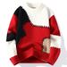 Pure Design Sense Color-Block For Men, Autumn And Winter Trendy Brand Patchwork Knitwear, Loose Casual Youth Sweater Jacket_viptrois.com