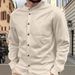 Men's Hawaiian Style Stand Up Collar Breathable Linen Henry Collar Casual Long Sleeved Shirt_viptrois.com