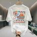 New Cotton Fashion Sense Printing Short-sleeved T-shirt Unisex Men Summer Tide Loose Hundred Tops_viptrois.com