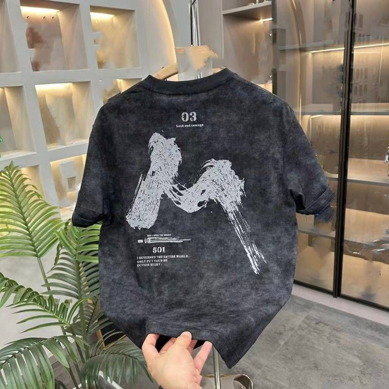 Summer New Retro Printed Letter Short-sleeved T-shirt For Men, Korean Style Trendy Ins Casual Half-sleeved T-shirt Top_viptrois.com