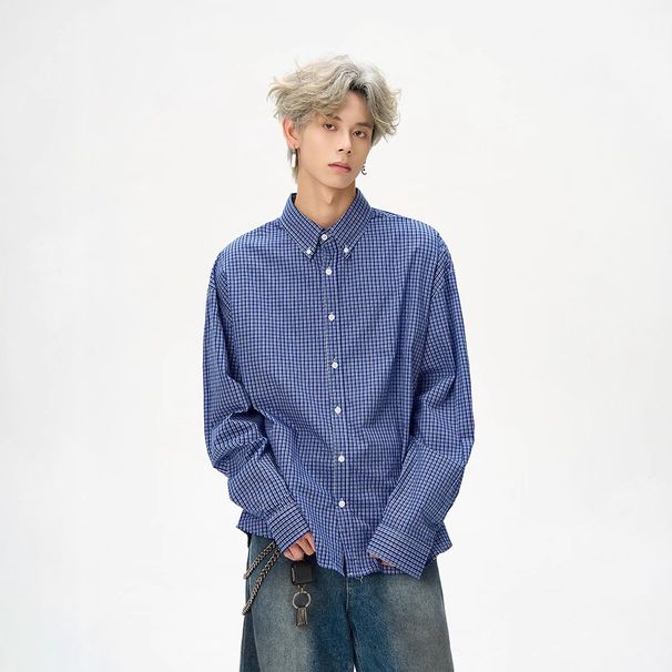 Pulse Pulse American Retro High Street Plaid Long Sleeve For Men, Spring And Autumn, Niche Design, Versatile Loose Jacket, Trendy_viptrois.com