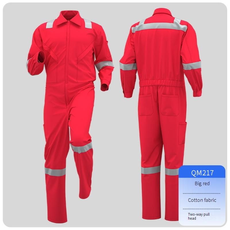 Men's Clothing One Piece Pure Cotton Men's Reflective Spring And Autumn Workshop Clothes Machine Repair Clothes Welding Labor Protection Clothes_viptrois.com