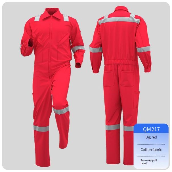 Men's Clothing One Piece Pure Cotton Men's Reflective Spring And Autumn Workshop Clothes Machine Repair Clothes Welding Labor Protection Clothes_viptrois.com
