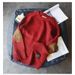 Men's Thick Knit Sweater With Patch Design - Trendy Loose Fit Crewneck Pullover For Winter & Spring - Machine Washable (Red, Khaki, Gray, Navy)_viptrois.com
