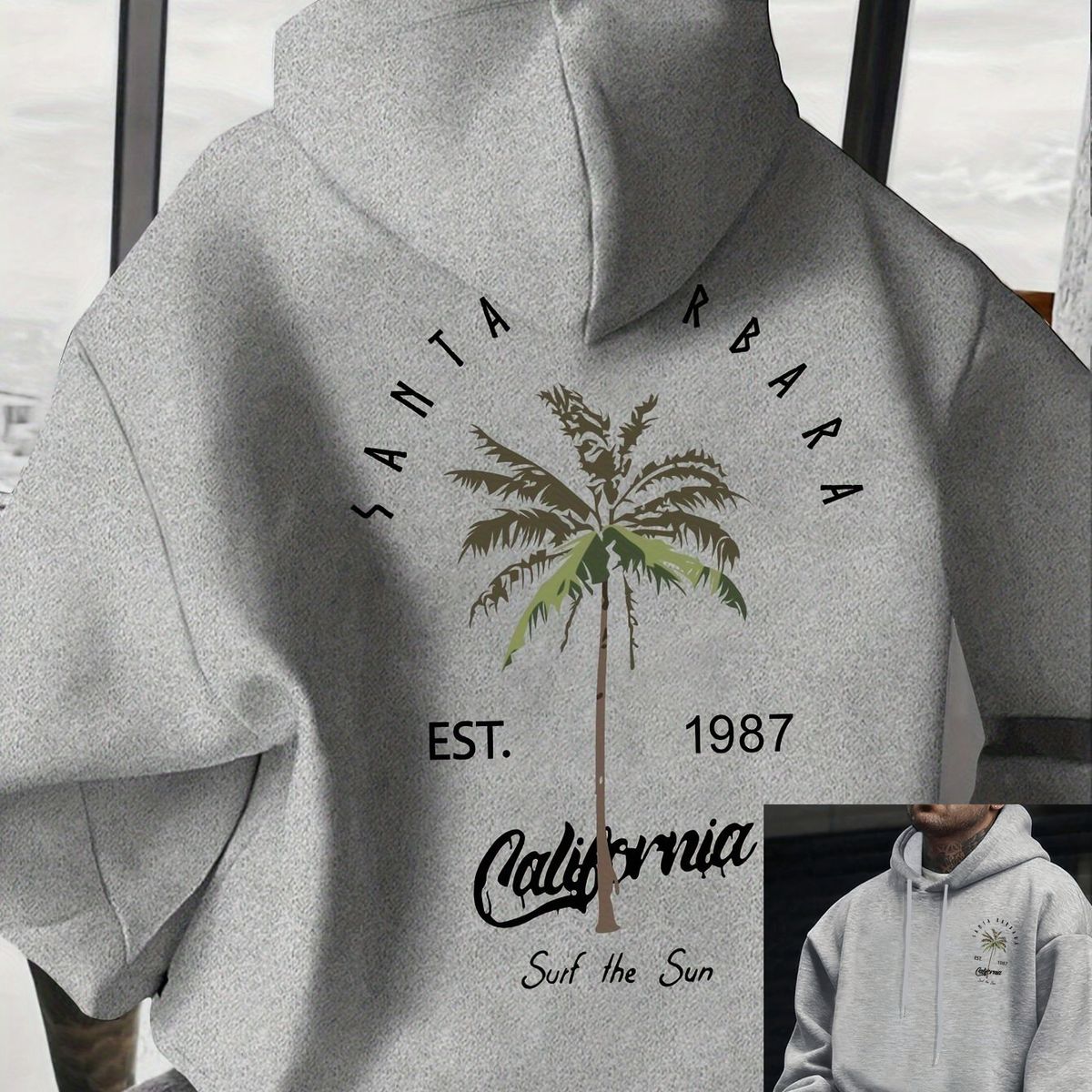 Men's Autumn And Winter Casual Fashionable Loose Hoodie Tree Print Long Sleeved Warm Pullover Sweater_viptrois.com