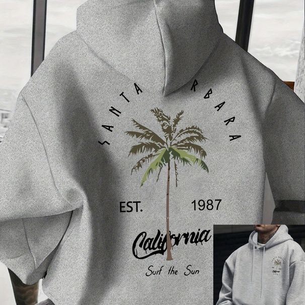 Men's Autumn And Winter Casual Fashionable Loose Hoodie Tree Print Long Sleeved Warm Pullover Sweater_viptrois.com