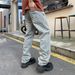Fleece-Lined Relaxed Fit Jeans – Vintage Washed Straight-Leg Denim Pants With Hand-Painted Fading (Low Waist, No Stretch, Cold Weather Ready)_viptrois.com