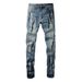Loom American High Street Graffiti Slim Fit Ink Splash Jeans Men's Stretch Long Pants 6907_viptrois.com