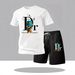 Men's Casual Fashionable Trendy Set T-Shirt Short Sleeved Shirt Shorts Plant Mesh Two Piece Set 2025 Simple_viptrois.com