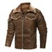 Loom Men's Fleece-Lined Sheepskin Plus Size Leather Coat Warm Motorcycle Thickened Casual Export Jacket European And American_viptrois.com