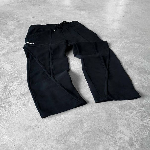 New Product 2025 Fashion High Street Hip-Hop Y2K Sweatpants Women Men Mid Waist Lace-Up Embroidery Casual Loose Sport Long Pants_viptrois.com