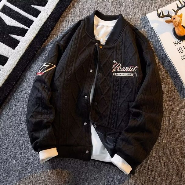 2026 European-USA Style Fashion Outerwear Men Stand Collar Embroidery Single-Breasted Long Sleeve Casual Baseball Jacket_viptrois.com
