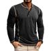 Autumn/Winter 2025 Plus-size Men's Long-sleeved T-shirt, European And American Men's Henry Shirt, Men's Long-sleeved Top_viptrois.com