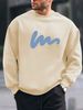 Men's Loose Casual Fashionable Simple Pattern Printed Round Neck Long Sleeved Sportswear For Autumn And Winter_viptrois.com