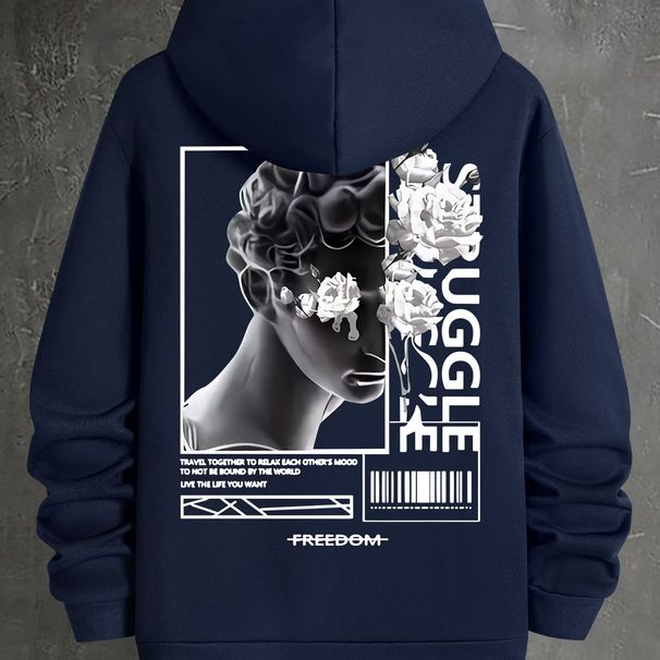 Men's Autumn And Winter Casual Fashion Loose Hooded Sweatshirt Van Gogh Famous Painting Print Warm Long Sleeved Pullover_viptrois.com
