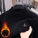 Autumn Winter Chenille Half Turtleneck Lined Thickened Sweater Integrated Fleece Warm Inner Knitted Men's Base Shirt_viptrois.com
