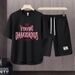 Men's Clothing 2024 Waffle Casual Summer Suit Men's Loose Teen Short sleeved T shirt Shorts Handsome Two piece Suit_viptrois.com