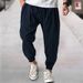 Men's Clothing Men's New Striped Elastic Waist Loose Casual Versatile Cuffed Trousers_viptrois.com