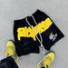 Men's Trendy Sports Pants 3-Pack Printed Cotton Shorts Casual Loose Fit Mid Waist Black Elasticity For Spring Summer_viptrois.com