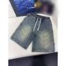 Men's Clothing Summer High Street Style Men's Denim Shorts Paint Splatter Design Loose Fit Five-Point Pants Fashion_viptrois.com
