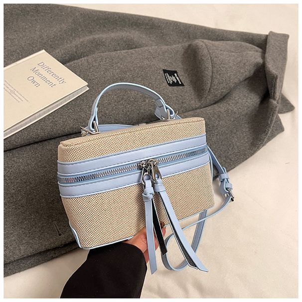 Women’s Bags New Niche Design Retro Canvas Splicing Box Bag Versatile Commuter Handbag Shoulder Messenger Bag_viptrois.com