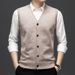 New Men's Wool Knitted Vest Business Work Clothes Solid Color Knitted Cardigan Vest Foreign Trade Export Style_viptrois.com