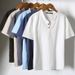 Men's Clothing Thin Linen Short Sleeved T Shirt Loose Large Size Solid Color Cotton And Linen T Shirt_viptrois.com