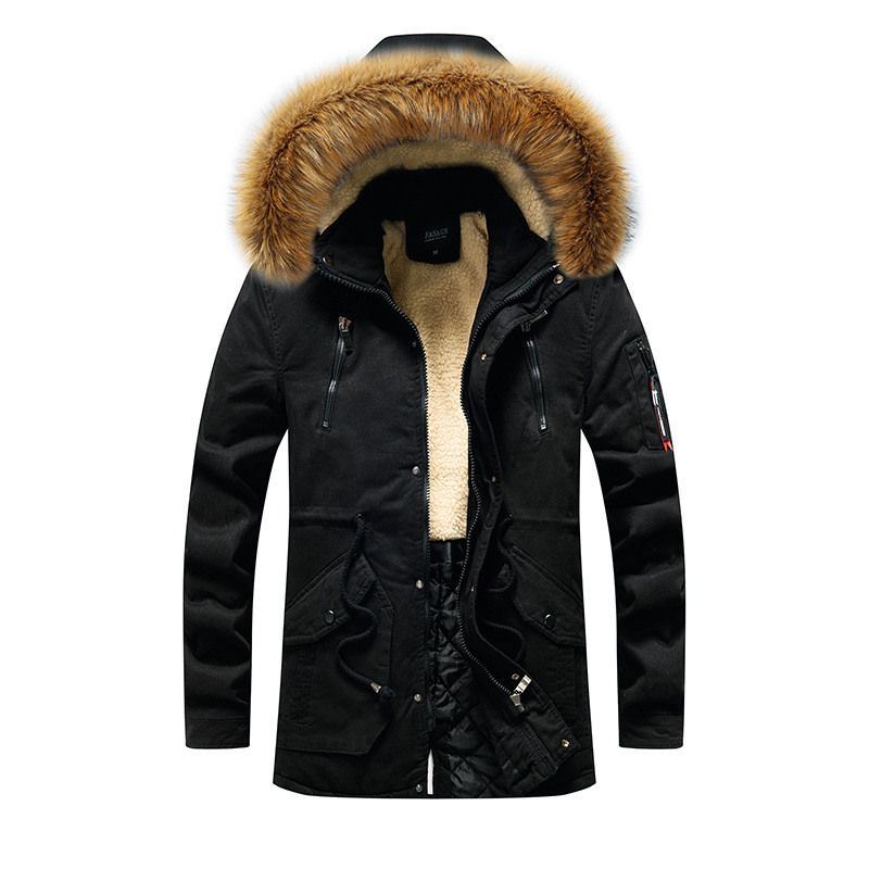 Parkas Men's Winter Windproof And Plush Thick Middle-aged Cotton Jacket New Style Velvet Warm High-quality Hooded Jacket Coat_viptrois.com