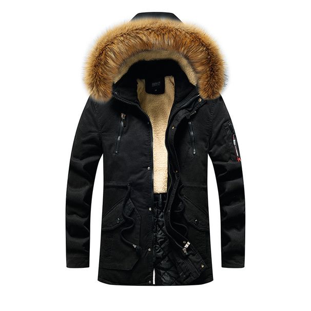 Parkas Men's Winter Windproof And Plush Thick Middle-aged Cotton Jacket New Style Velvet Warm High-quality Hooded Jacket Coat_viptrois.com