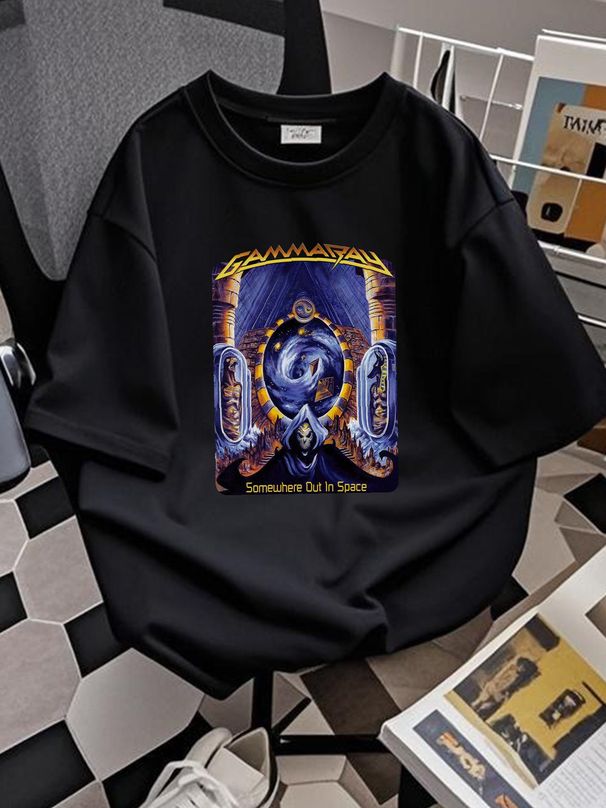 Gamma Ray Somewhere Out In Space T-Shirt Short Sleeve Cotton Men S To 5XL Breathable Designer Clothes Slightly Stylish Stretched Graphic_viptrois.com