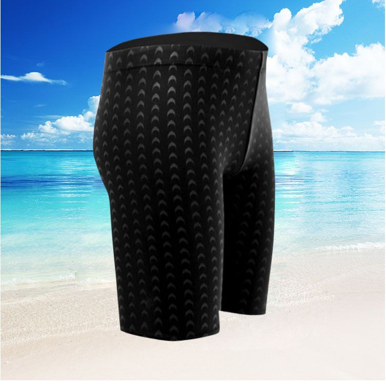 Man's clothing Swim shorts Men's boxers loose comfortable pure black swim shorts plus fat size five-quarter swim shorts_viptrois.com