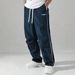 Men's Durable Quick Drying Striped Sports Pants Summer Style Breathable Casual Drawstring Straight Leg in Stock_viptrois.com