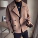 Trendy Brand Autumn And Winter New Men's Short Trench Coat Korean Version Of British Casual Internet Celebrity Warm Woolen Coat Men_viptrois.com