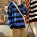 Loom Thick 2024 Autumn Winter New Youth Round Neck Color Block Men's Knitted Sweater Top Base Shirt_viptrois.com