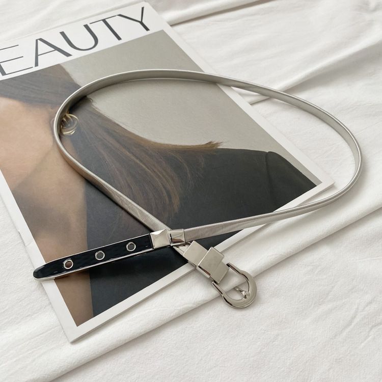 Niche High-End Metal Decorative For Suits And Dresses Versatile Fashion Elastic Thin Waist Belt_viptrois.com