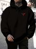 Men's Autumn And Winter Casual Fashionable Loose Hooded Sweatshirt With Geometric Bull Head Pattern Printed Warm Long Sleeved Pullover_viptrois.com