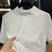 Men's Slim Fit Short Sleeve Knit Sweater Vintage Water Ripple Jacquard Seagull Collar Handsome Summer T-Shirt_viptrois.com