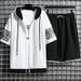 Men's Clothing Summer New Men's Cardigan Sweater Suit Youth Hooded Casual Korean Sportswear Two Piece Suit_viptrois.com