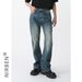 Men's Retro Washed Straight Leg Jeans Slight Flare Casual Denim Pants Vintage Blue Black Clay for Teen Boys_viptrois.com