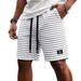 Men's Retro Striped Shorts Summer Style Loose Fit Breathable Beach Pants Waffle Pattern Five Point Handsome European American_viptrois.com