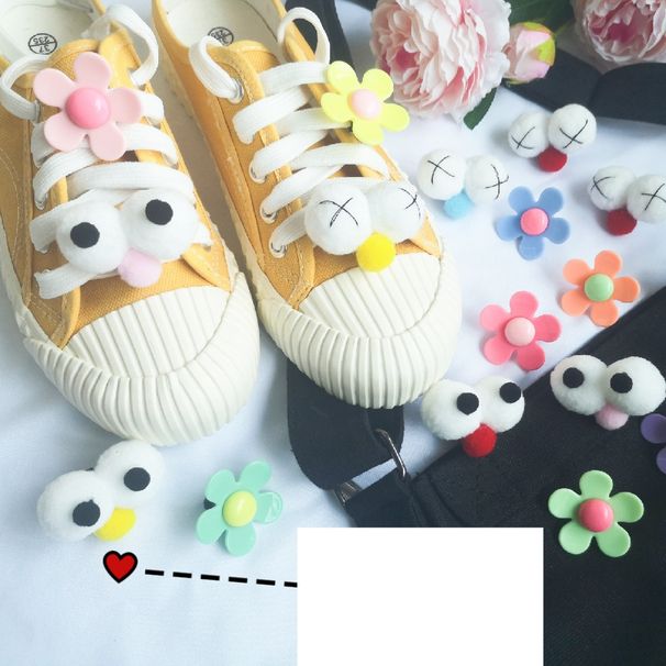 Cross Big Eyes Dotted HyunA Small Flower Shoelace Decoration Accessories Suitable For Free Removal Cute Shoelace Buckle Cartoon Decoration_viptrois.com