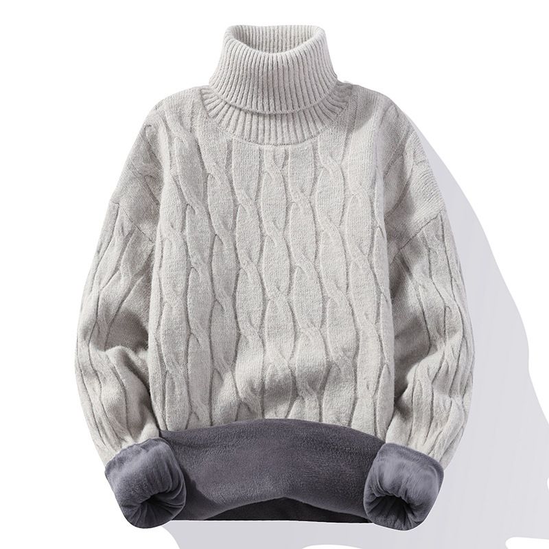 2025 Autumn/Winter New Collection: Plush And Thickened Student Warm Knitted Soft Base Sweater, Men's High Collar Multi Color Versatile Sweater_viptrois.com
