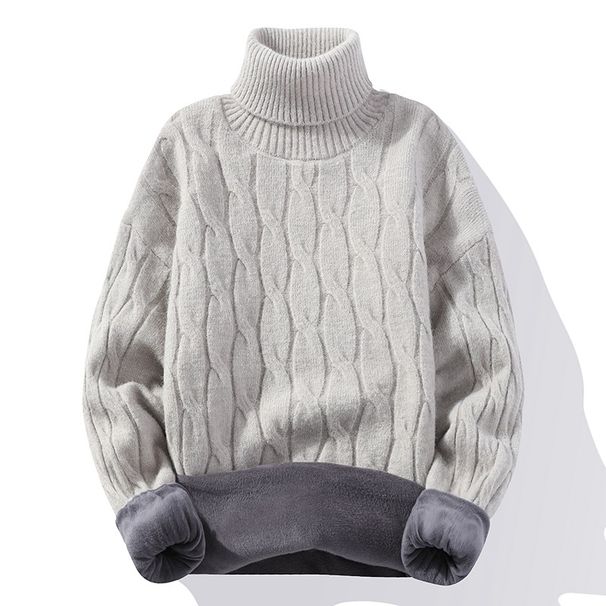 2025 Autumn/Winter New Collection: Plush And Thickened Student Warm Knitted Soft Base Sweater, Men's High Collar Multi Color Versatile Sweater_viptrois.com