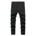 Kids’ Clothing Middle And Large Non Elastic Black Embroidered Denim Straight Trousers_viptrois.com