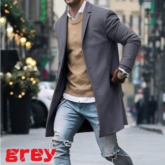 Loom Loom 2019 Winter New Solid Color Simple Men's Mid-Length Wool Coat_viptrois.com
