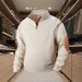 Autumn And Winter Men's Casual Stand Up Collar Long Sleeved Pit Stripe Jacquard Polo Shirt_viptrois.com