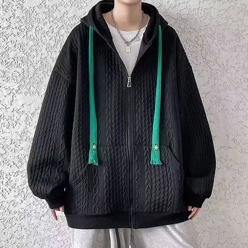 Men's Clothing Casual Zip-Up Hoodie With Drawstring, Lightweight Pullover Sweatshirt For Spring & Fall, Plain Color Loose Fit Streetwear Jacket_viptrois.com